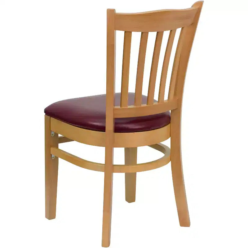 Chaise de restaurant en bois à dossier à lattes verticales