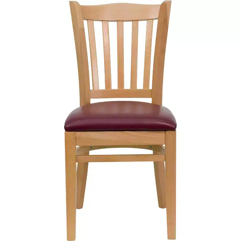 Chaise de restaurant en bois à dossier à lattes verticales