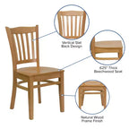 Chaise de restaurant en bois à dossier à lattes verticales