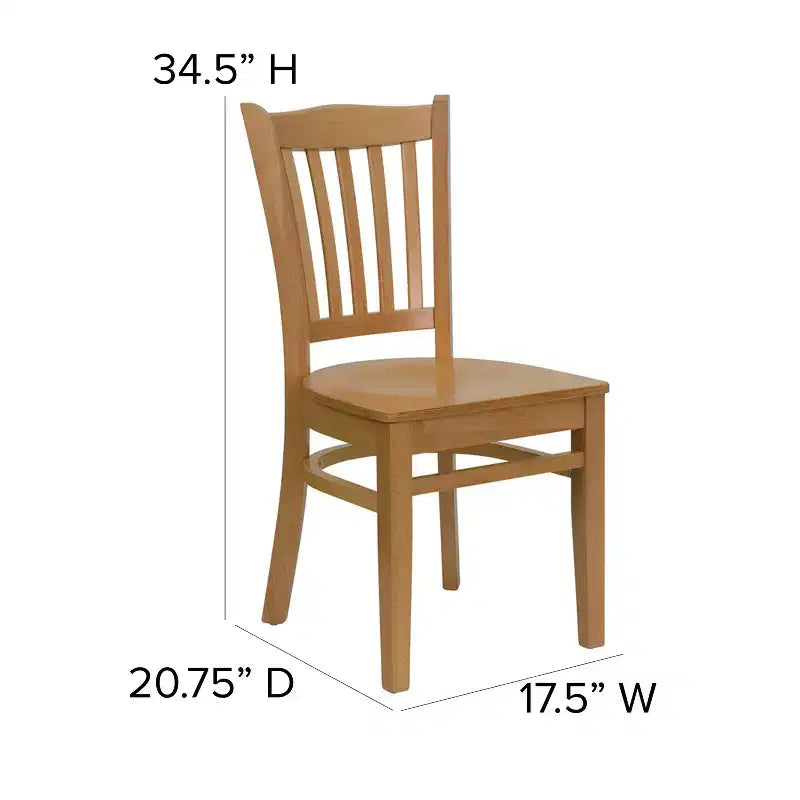 Chaise de restaurant en bois à dossier à lattes verticales