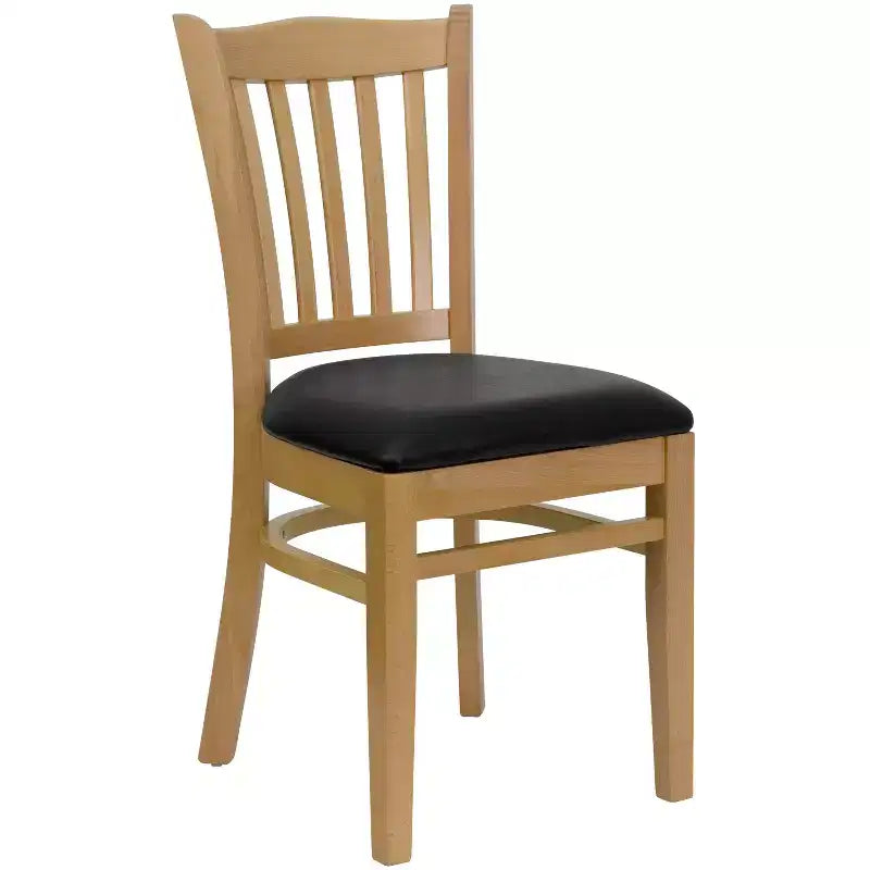 Chaise de restaurant en bois à dossier à lattes verticales