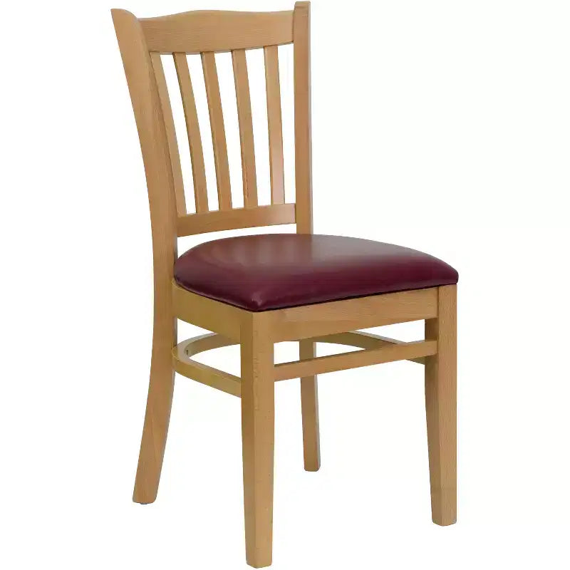 Chaise de restaurant en bois à dossier à lattes verticales