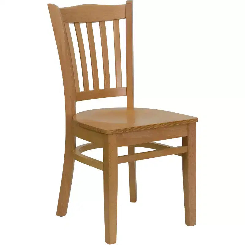 Chaise de restaurant en bois à dossier à lattes verticales
